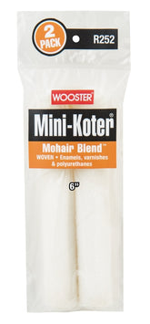 Wooster R252-6 Mini Roller Cover, 6 in L, Mohair/Polyester Cover, 2/PK